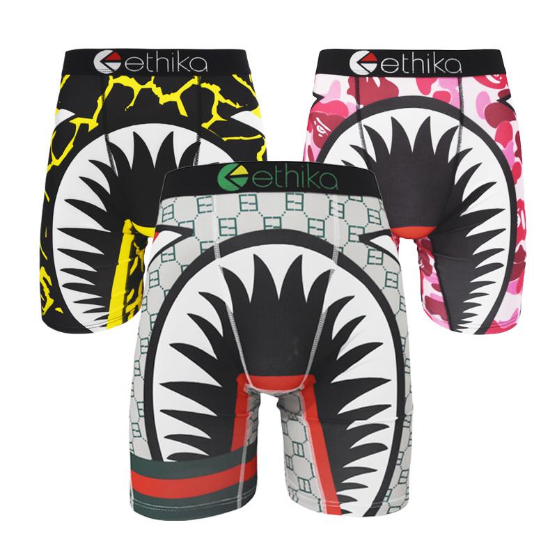 Ethika Men's 3Pcs Quick-Dry Outdoor Athletic Underwear Breathable Boxer Briefs Trunks Plus Size Printed Sexy Swimming Hiking Underpants