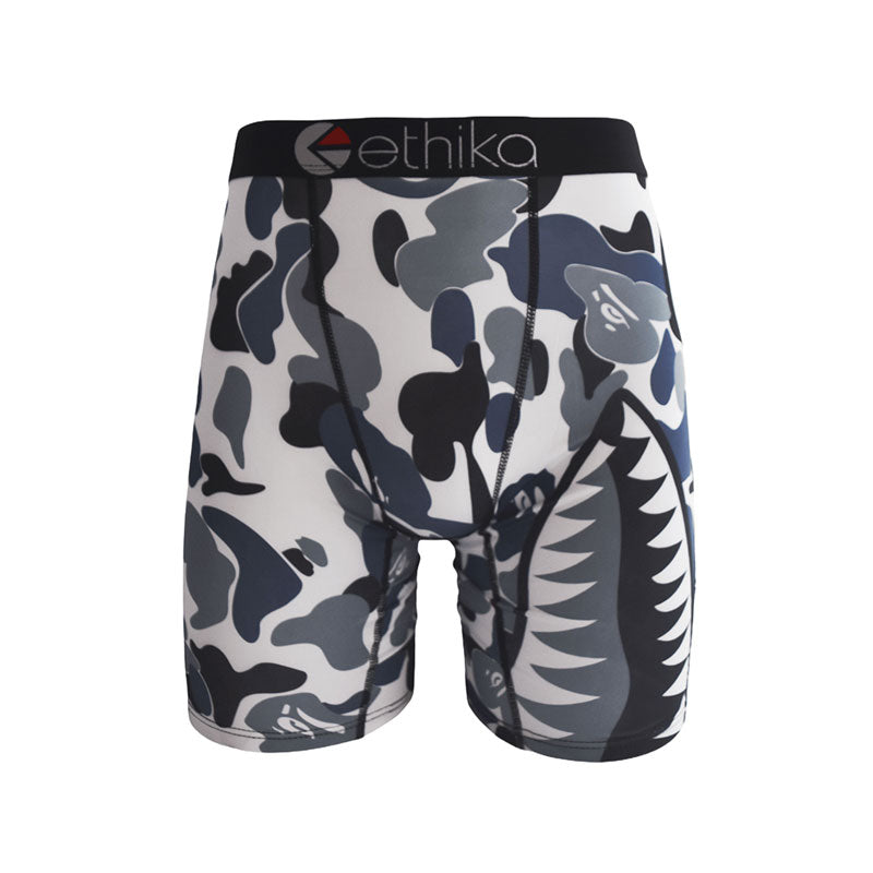1Pcs Ethika Men's Trendy Underwear，Shark Print & Edgy Design, Ditch Mediocrity, Be an "Inner" Style Icon