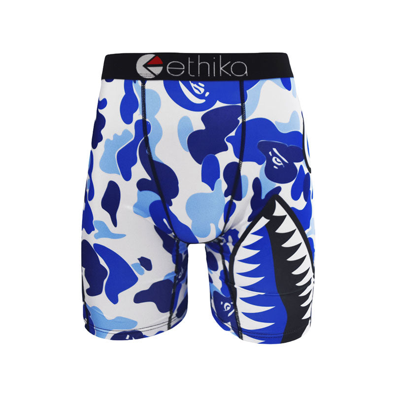1Pcs Ethika Men's Trendy Underwear，Shark Print & Edgy Design, Ditch Mediocrity, Be an "Inner" Style Icon
