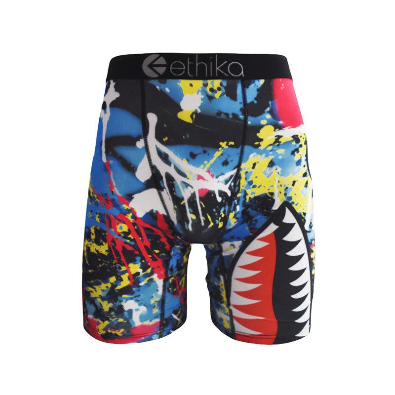 1Pcs Ethika Men's Trendy Underwear，Shark Print & Edgy Design, Ditch Mediocrity, Be an "Inner" Style Icon
