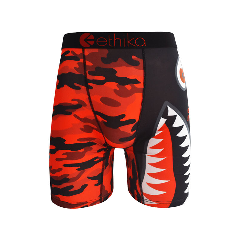 1Pcs Ethika Men's Trendy Underwear，Shark Print & Edgy Design, Ditch Mediocrity, Be an "Inner" Style Icon