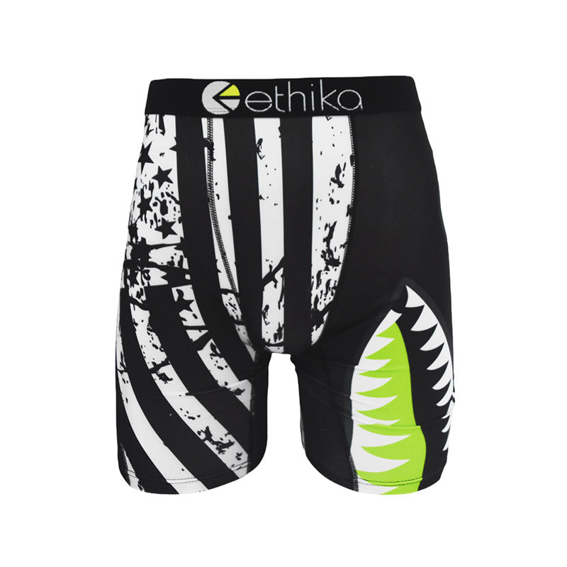 1Pcs Ethika Men's Trendy Underwear，Shark Print & Edgy Design, Ditch Mediocrity, Be an "Inner" Style Icon