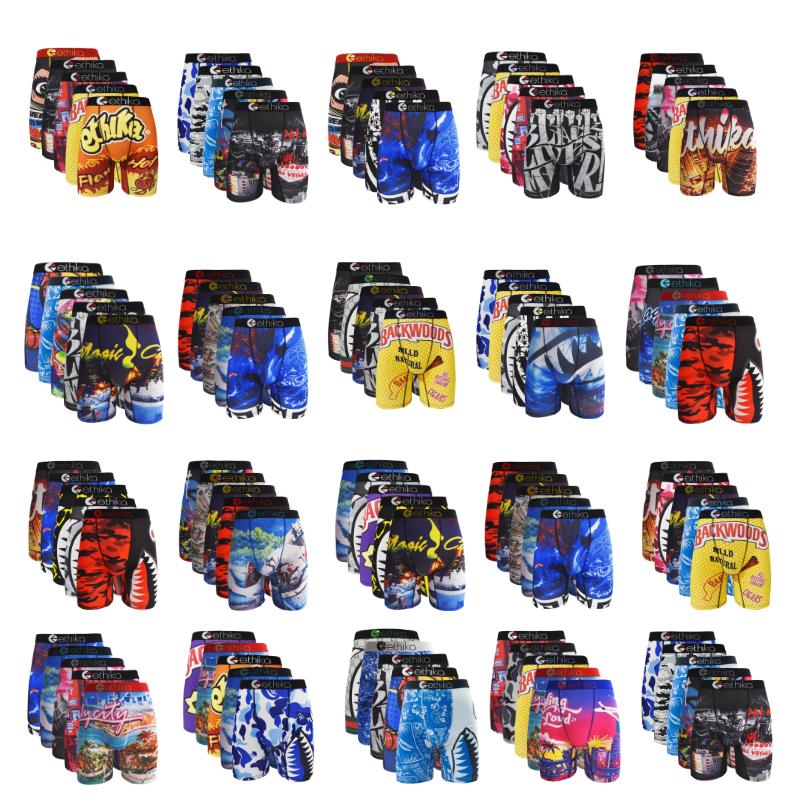 5-pack Ethika Men's Boxer Briefs Blind Box Sexy Print Men's Underwear Boxer Briefs, Breathable Men's Underwear, Plus Size Boxer Shorts S-XXXL, Sportswear and Casual Wear, Holiday Gift, Sweatpants, Cuffed Sweatpants, Suitable for all seasons.